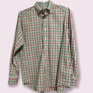 Men’s Vineyard Vines Christmas Plaid Long Sleeve Tucker Button Down, Size Small